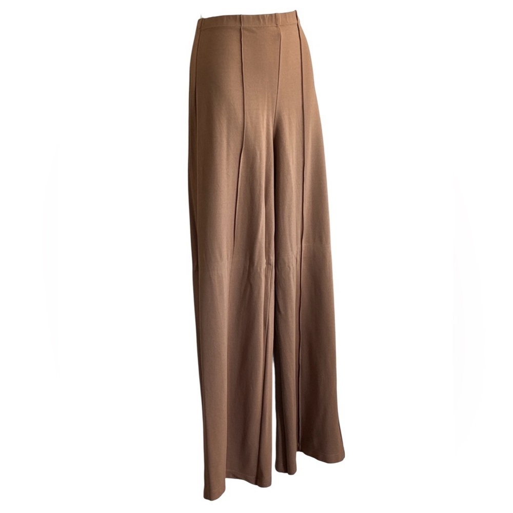 Max Studio pants, Women's L, khaki tan Brown, Wide-Leg, Pull-on. Knit. EUC